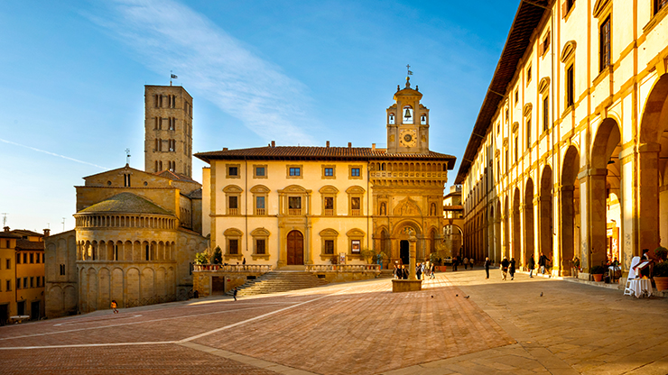 Een plein in de stad Arezzo, Toscane